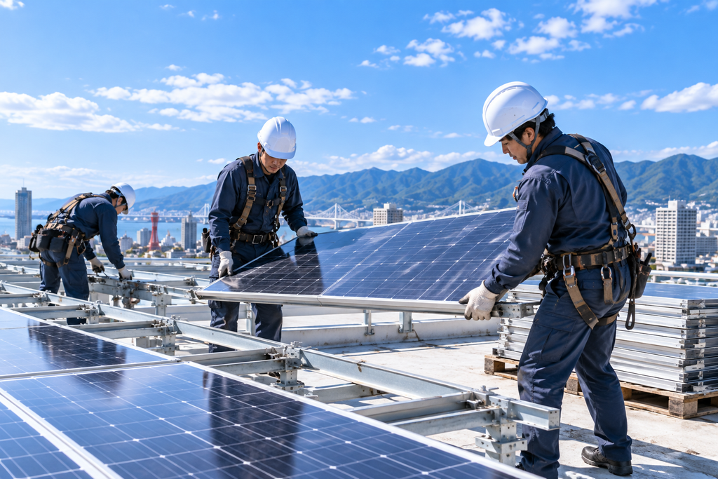 太陽光発電設備の撤去作業を行う施工イメージ